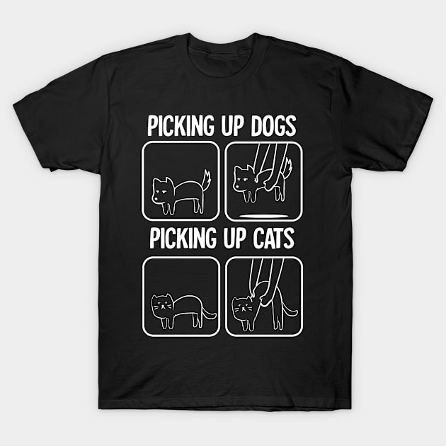 Cat Lover Picking Up dog and Cat Pet Owner Gift T-Shirt by 2blackcherries